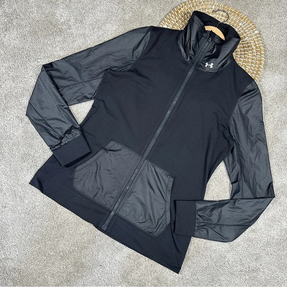 Under Armour Women’s Fitness Sweatshirt Studio Essential Jacket Full Zip Black M - Picture 3 of 15